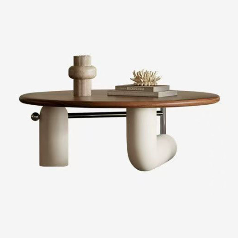 Contemporary Creative Pine Wood Stainless Steel MDF Round Cylindrical Coffee Table 1-Tier For Living Room