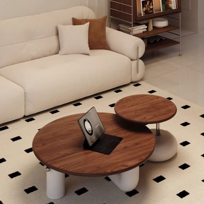 Contemporary Creative Pine Wood Stainless Steel MDF Round Cylindrical Coffee Table 1-Tier For Living Room