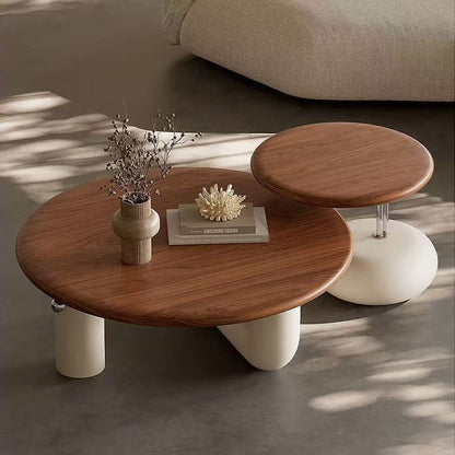 Contemporary Creative Pine Wood Stainless Steel MDF Round Cylindrical Coffee Table 1-Tier For Living Room