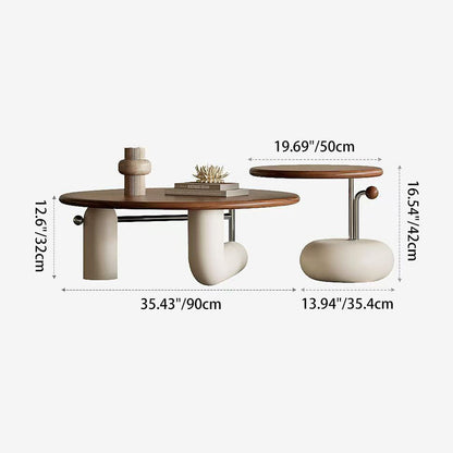 Contemporary Creative Pine Wood Stainless Steel MDF Round Cylindrical Coffee Table 1-Tier For Living Room
