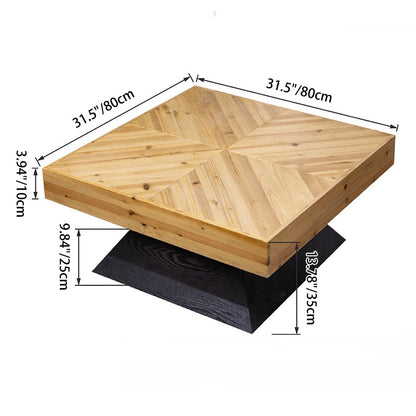 Traditional Chinese Fir Wood Square Tapered Coffee Table Single Tier For Living Room
