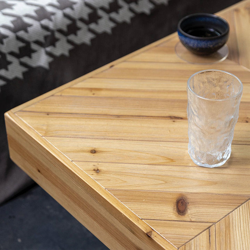 Traditional Chinese Fir Wood Square Tapered Coffee Table Single Tier For Living Room