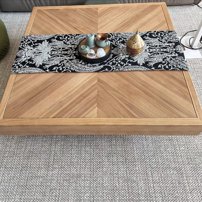 Traditional Chinese Fir Wood Square Tapered Coffee Table Single Tier For Living Room