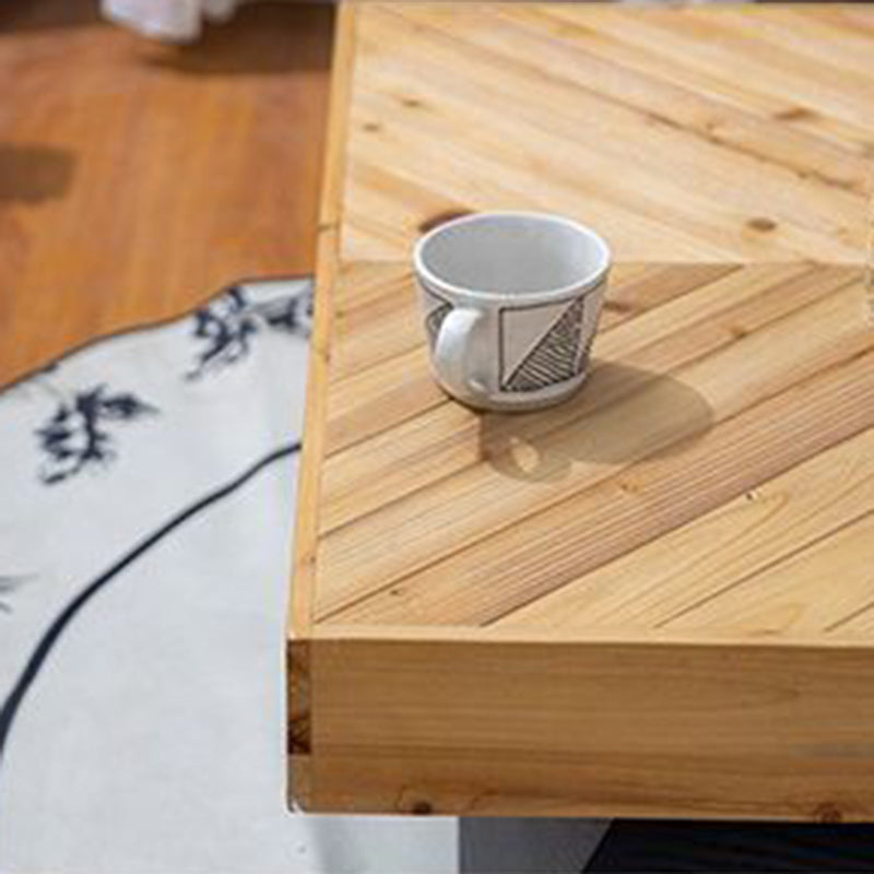 Traditional Chinese Fir Wood Square Tapered Coffee Table Single Tier For Living Room