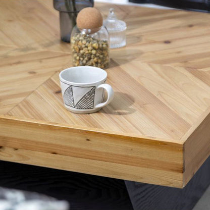 Traditional Chinese Fir Wood Square Tapered Coffee Table Single Tier For Living Room