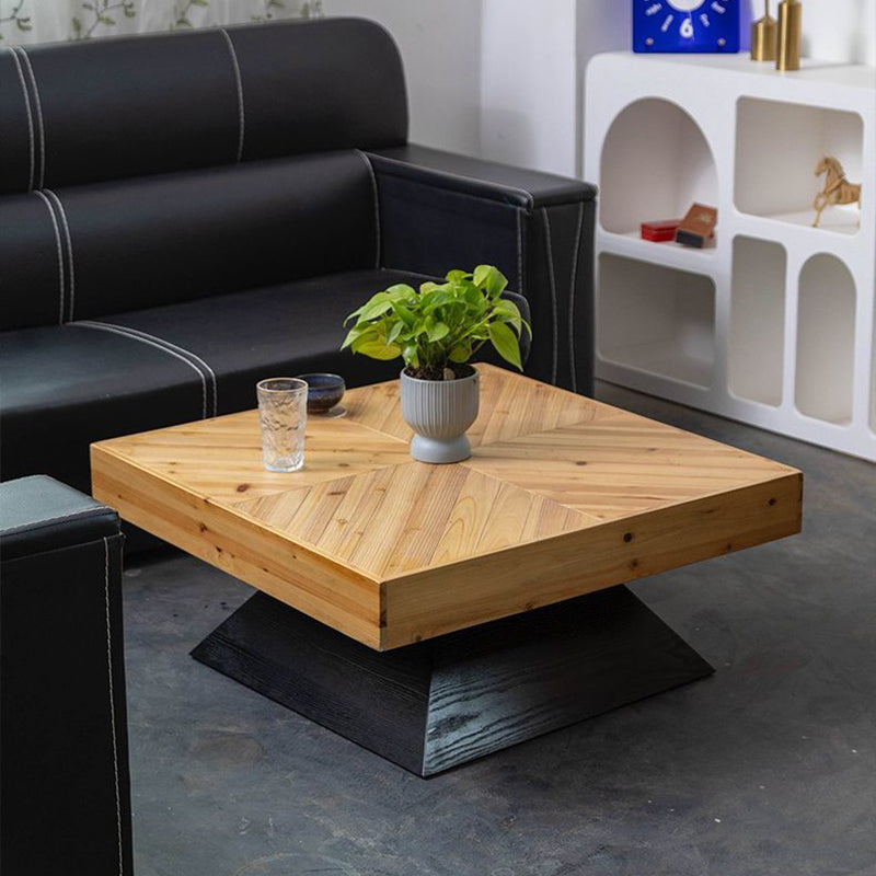 Traditional Chinese Fir Wood Square Tapered Coffee Table Single Tier For Living Room