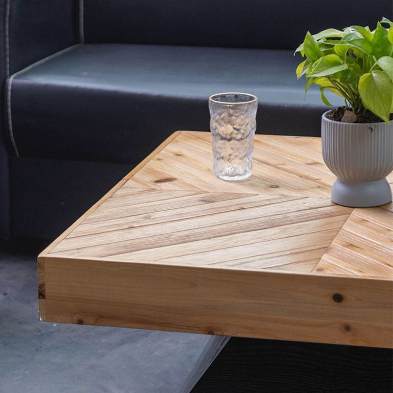 Traditional Chinese Fir Wood Square Tapered Coffee Table Single Tier For Living Room
