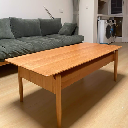Traditional Chinese Cherry Wood Solid Wood Multi-Layer Board Rectangular Cylindrical Coffee Table With 2 Drawers For Living Room