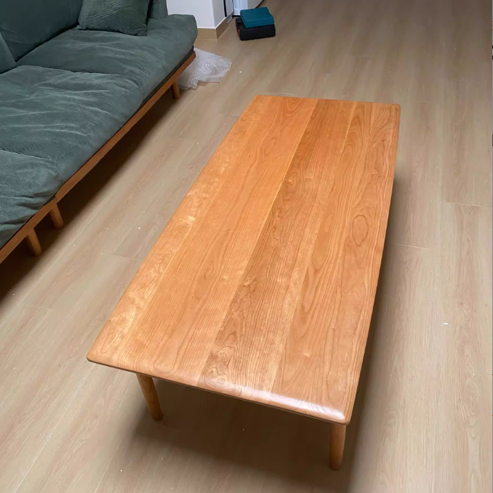 Traditional Chinese Cherry Wood Solid Wood Multi-Layer Board Rectangular Cylindrical Coffee Table With 2 Drawers For Living Room