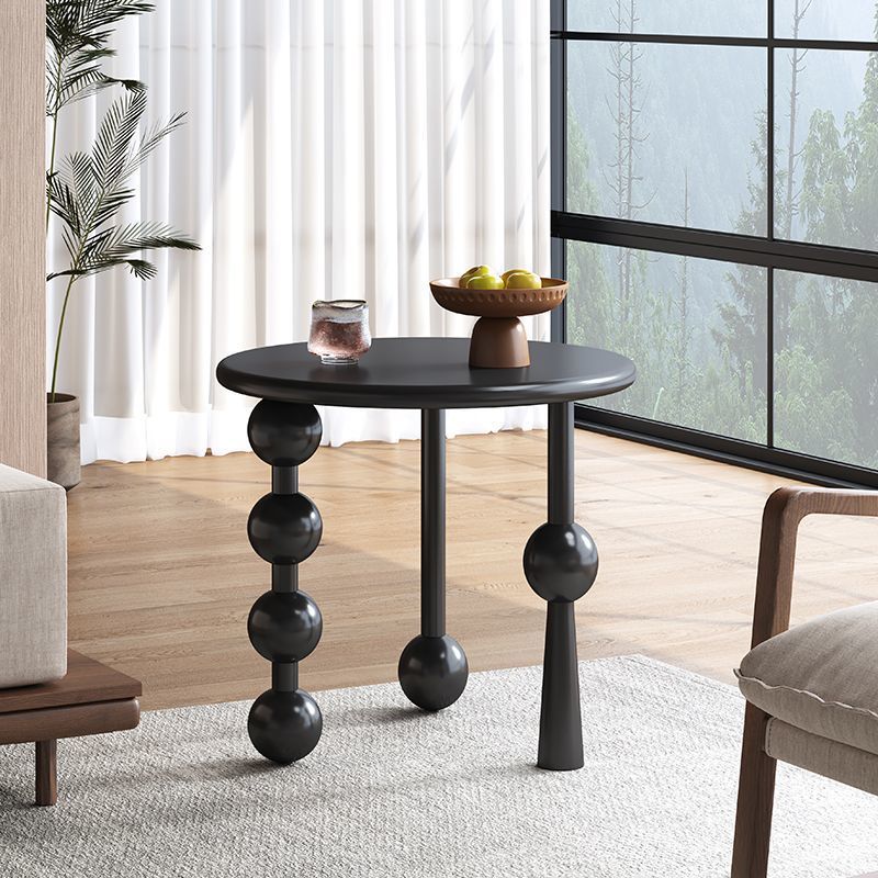Traditional Vintage Rubber Wood Round Ball-Shaped Coffee Table 1-Tier For Living Room
