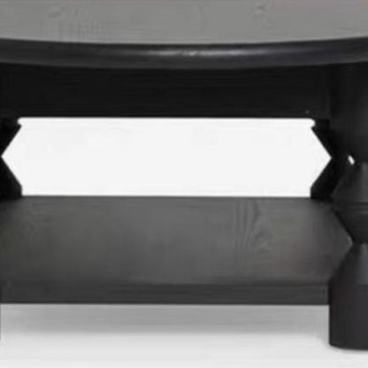 Traditional French Pine Wood Oval Tapered Coffee Table 2-Tier For Living Room