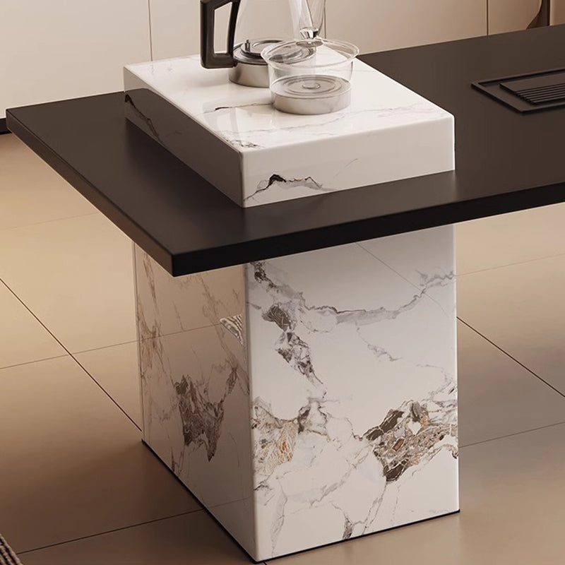 Contemporary Scandinavian Solid Wood Multi-Layer Board Acrylic Rock Slab Rectangular Square Coffee Table 1-Tier For Living Room