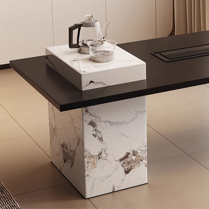 Contemporary Scandinavian Solid Wood Multi-Layer Board Acrylic Rock Slab Rectangular Square Coffee Table 1-Tier For Living Room