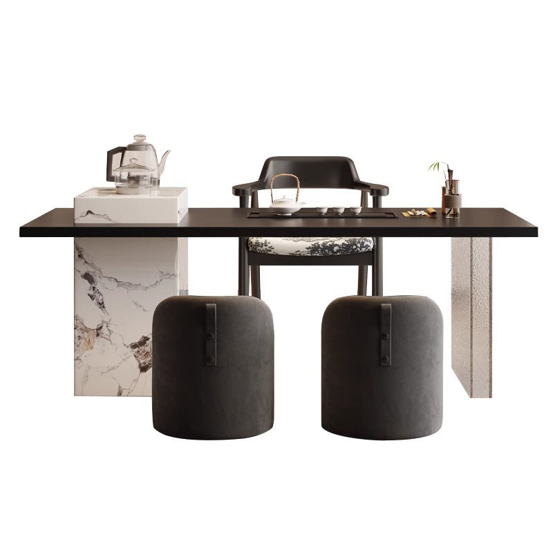 Contemporary Scandinavian Solid Wood Multi-Layer Board Acrylic Rock Slab Rectangular Square Coffee Table 1-Tier For Living Room