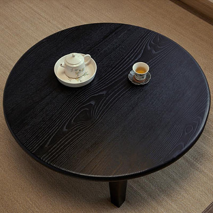 Traditional Japanese Ash Wood Round Coffee Table 1-Tier For Living Room
