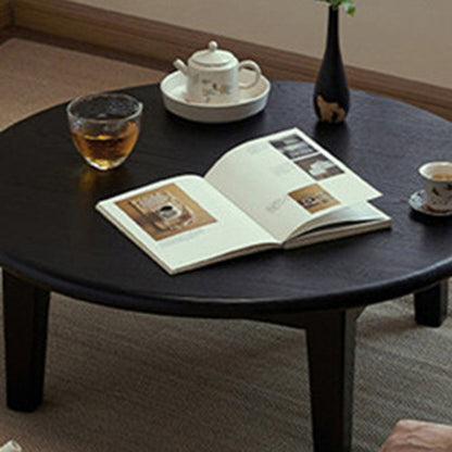 Traditional Japanese Ash Wood Round Coffee Table 1-Tier For Living Room