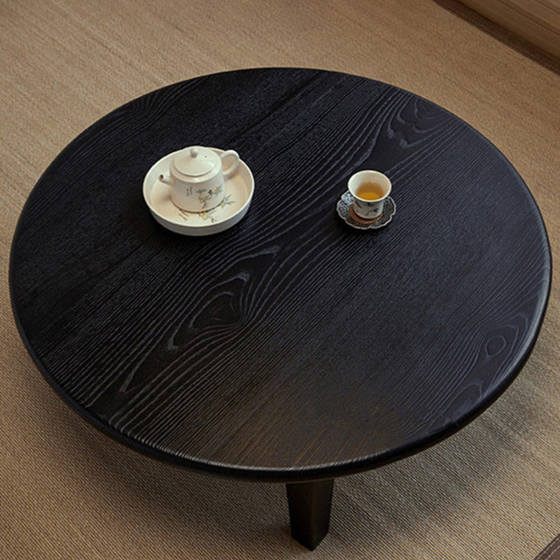 Traditional Japanese Ash Wood Round Coffee Table 1-Tier For Living Room