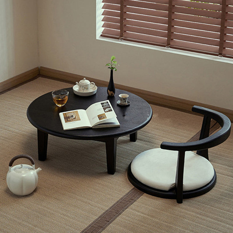 Traditional Japanese Ash Wood Round Coffee Table 1-Tier For Living Room