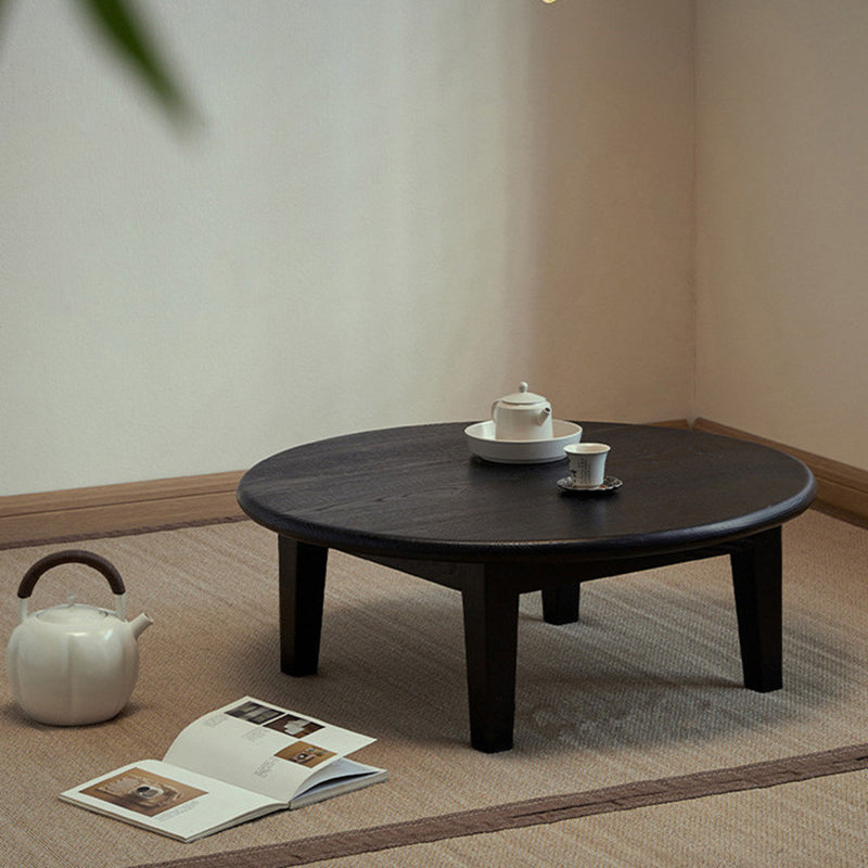 Traditional Japanese Ash Wood Round Coffee Table 1-Tier For Living Room