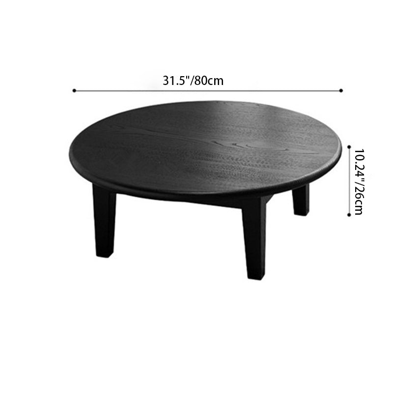 Traditional Japanese Ash Wood Round Coffee Table 1-Tier For Living Room