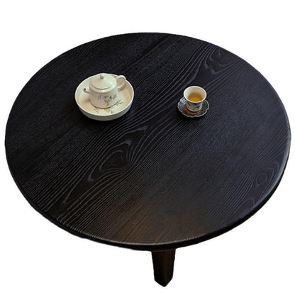 Traditional Japanese Ash Wood Round Coffee Table 1-Tier For Living Room