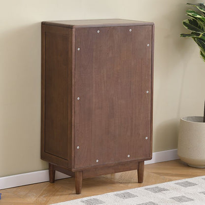 Traditional Chinese Oak Wood Glass Rectangular Storage Cabinet 2-Tier For Living Room