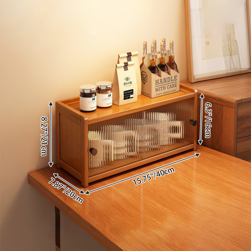 Traditional Vintage Bamboo Acrylic Rectangular Textured Storage Cabinet With 1/2/3 Tier For Living Room