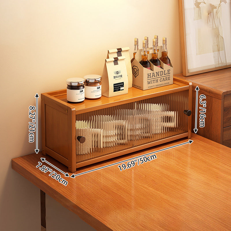 Traditional Vintage Bamboo Acrylic Rectangular Textured Storage Cabinet With 1/2/3 Tier For Living Room