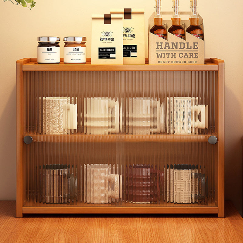 Traditional Vintage Bamboo Acrylic Rectangular Textured Storage Cabinet With 1/2/3 Tier For Living Room