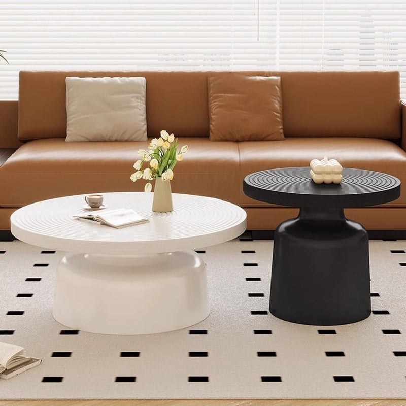 Modern Minimalist Eco Board Stainless Steel Round Textured Coffee Table 1 Tier For Living Room