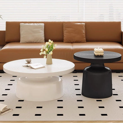 Modern Minimalist Eco Board Stainless Steel Round Textured Coffee Table 1 Tier For Living Room