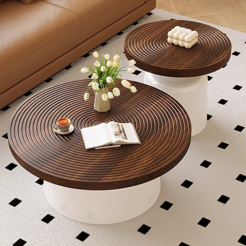 Modern Minimalist Eco Board Stainless Steel Round Textured Coffee Table 1 Tier For Living Room