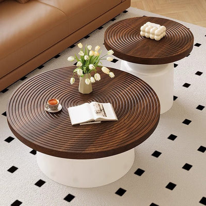 Modern Minimalist Eco Board Stainless Steel Round Textured Coffee Table 1 Tier For Living Room
