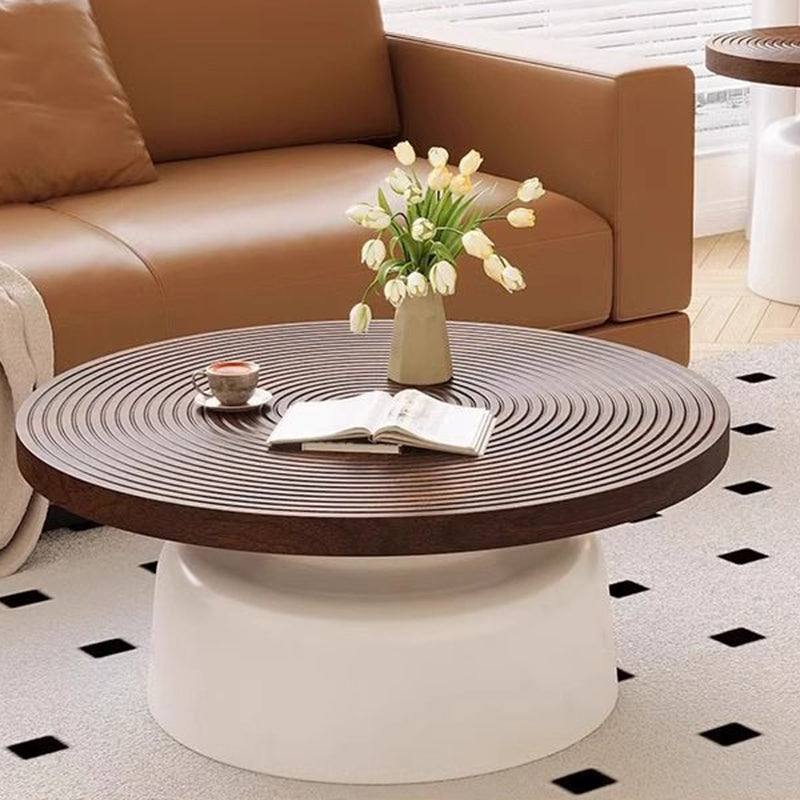Modern Minimalist Eco Board Stainless Steel Round Textured Coffee Table 1 Tier For Living Room