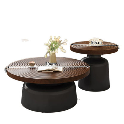 Modern Minimalist Eco Board Stainless Steel Round Textured Coffee Table 1 Tier For Living Room