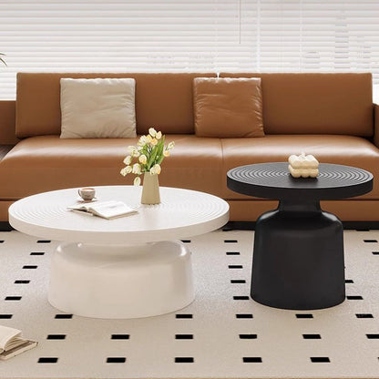 Modern Minimalist Eco Board Stainless Steel Round Textured Coffee Table 1 Tier For Living Room