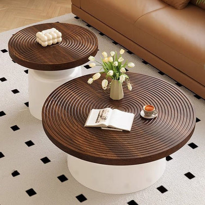 Modern Minimalist Eco Board Stainless Steel Round Textured Coffee Table 1 Tier For Living Room