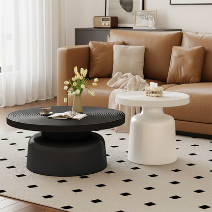 Modern Minimalist Eco Board Stainless Steel Round Textured Coffee Table 1 Tier For Living Room