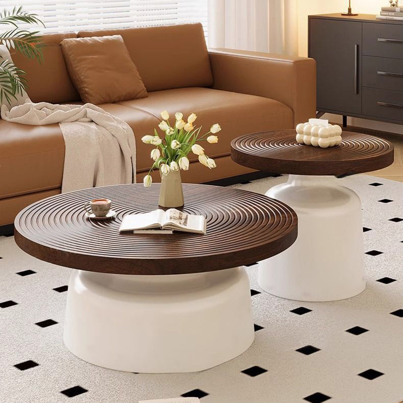 Modern Minimalist Eco Board Stainless Steel Round Textured Coffee Table 1 Tier For Living Room