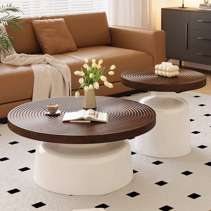 Modern Minimalist Eco Board Stainless Steel Round Textured Coffee Table 1 Tier For Living Room