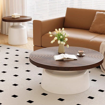 Modern Minimalist Eco Board Stainless Steel Round Textured Coffee Table 1 Tier For Living Room