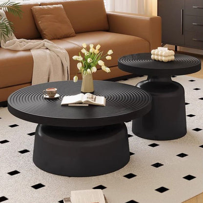 Modern Minimalist Eco Board Stainless Steel Round Textured Coffee Table 1 Tier For Living Room