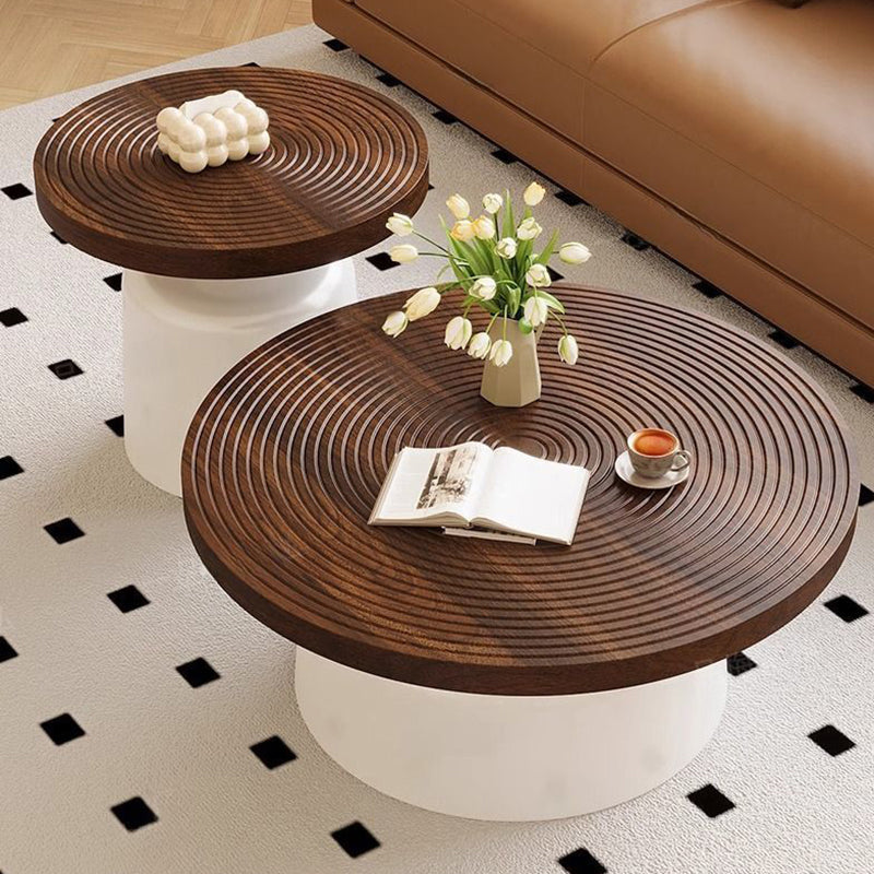 Modern Minimalist Eco Board Stainless Steel Round Textured Coffee Table 1 Tier For Living Room