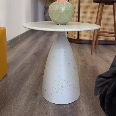 Traditional Japanese Carbon Steel Round Conical End Table 1 Tier For Living Room
