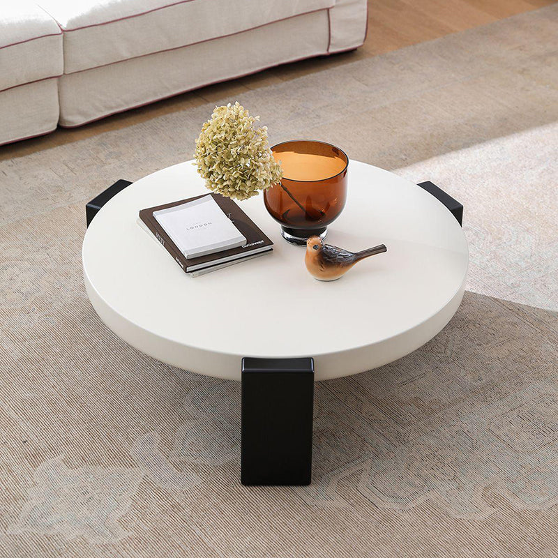 Contemporary Scandinavian MDF Rectangular Round Coffee Table 1 Tier For Living Room