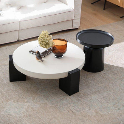 Contemporary Scandinavian MDF Rectangular Round Coffee Table 1 Tier For Living Room