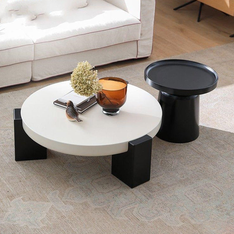 Contemporary Scandinavian MDF Rectangular Round Coffee Table 1 Tier For Living Room