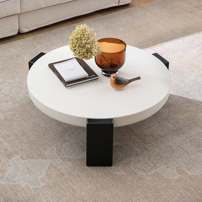 Contemporary Scandinavian MDF Rectangular Round Coffee Table 1 Tier For Living Room