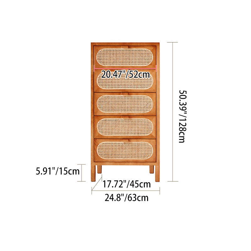 Traditional Chinese Ash Wood Solid Wood Multi-Layer Board Woven Rattan Rectangular Storage Cabinet 5/8 Drawers For Living Room
