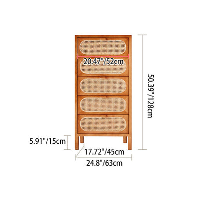 Traditional Chinese Ash Wood Solid Wood Multi-Layer Board Woven Rattan Rectangular Storage Cabinet 5/8 Drawers For Living Room